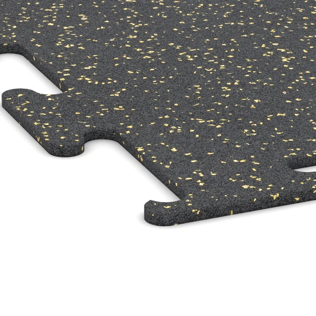 Detailaufnahme der Randausprägung von WARCO-Produkt 3764, Fitness Performance Elite Trainingsvloer, Format 50 x 50 x 1 cm | 0,25 m², Farbe Licht Geel Gesprenkelde.
