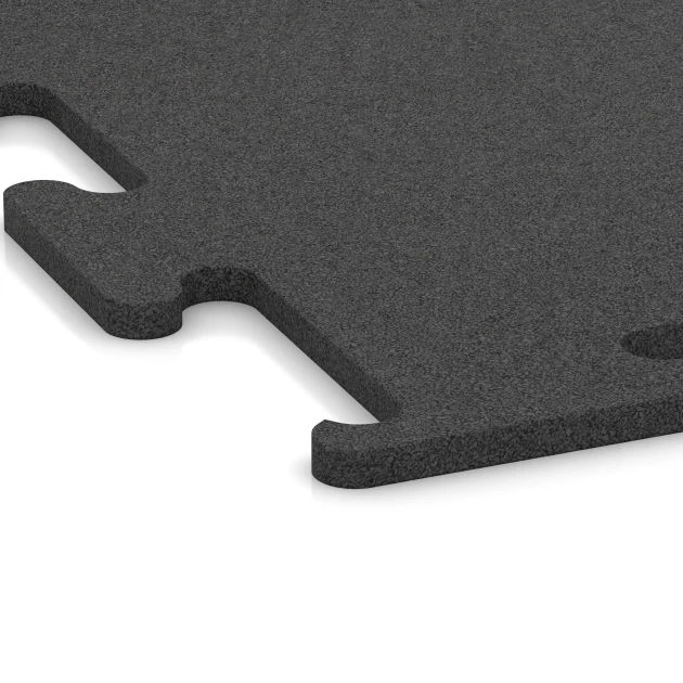 Detailaufnahme der Randausprägung von WARCO-Produkt 3750, Fitness Performance Elite Trainingsboden, Format 50 x 50 x 1,5 cm | 0,25 m², Farbe Anthrazit.