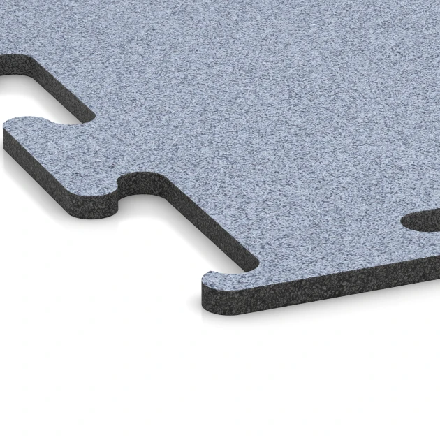 Detailaufnahme der Randausprägung von WARCO-Produkt 6154, Fitness Performance Elite Trainingsvloer, Format 50 x 50 x 1,5 cm | 0,25 m², Farbe Nevelgrijs.