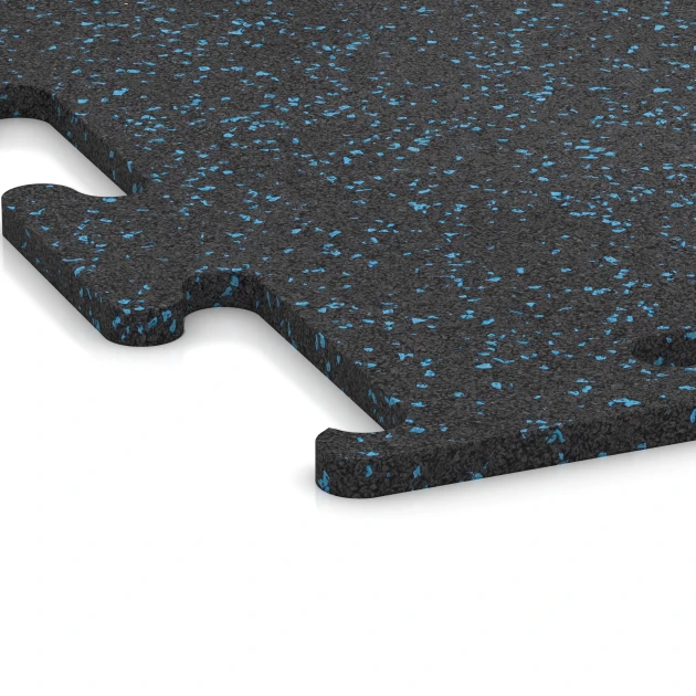 La vue détaillée sur les bords du produit WARCO 3770, Fitness Performance Elite Revêtement Sportif, au format 50 x 50 x 1,5 cm | 0,25 m², en couleur Bleu doux moucheté.