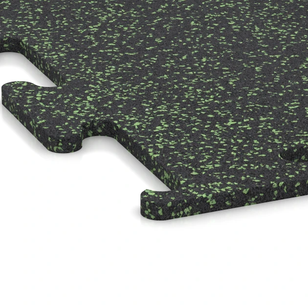 La vue détaillée sur les bords du produit WARCO 3771, Fitness Performance Elite Revêtement Sportif, au format 50 x 50 x 1,5 cm | 0,25 m², en couleur Vert doux moucheté.