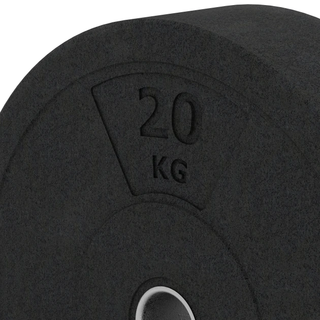 Detailaufnahme der Randausprägung von WARCO-Produkt 6087, Bumper plate, Format 20 kg | ø 45,4 x 11,38 cm, Farbe Antraciet.