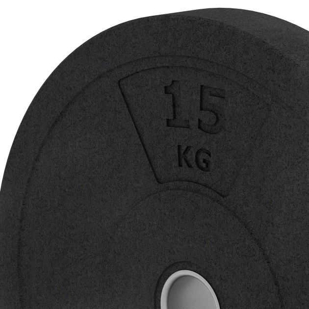 Detailaufnahme der Randausprägung von WARCO-Produkt 6088, Bumper Plate Slim, Format 15 kg | ø 45,4 x 5,85 cm, Farbe Antraciet.