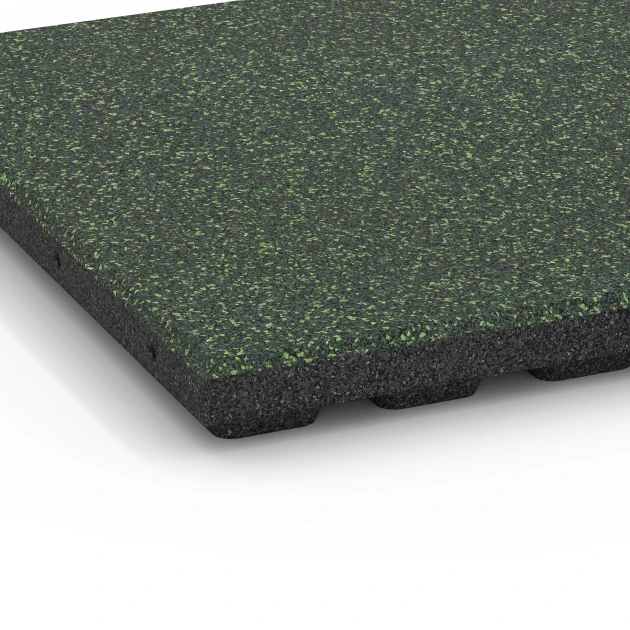 Detailaufnahme der Randausprägung von WARCO-Produkt 6424, Fallschutzplatte – 120 cm, Format 50 x 50 x 4 cm, Farbe Englischer Rasen.