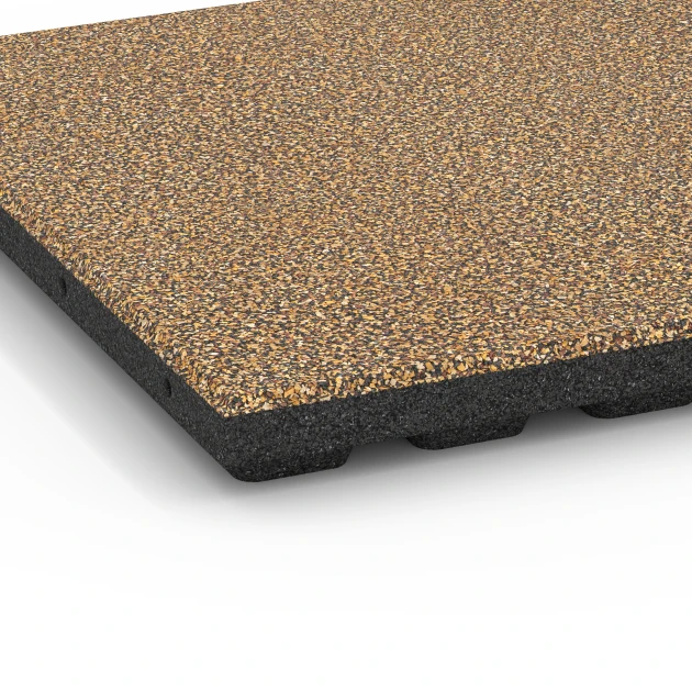 Detailaufnahme der Randausprägung von WARCO-Produkt 6371, Terrastegel Classic, Format 50 x 50 x 4 cm, Farbe Rattan.