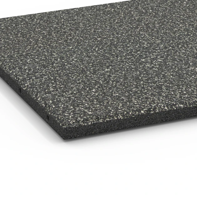 Detailaufnahme der Randausprägung von WARCO-Produkt 6413, Rubberen speelplaatstegel – 90 cm, Format 50 x 50 x 3 cm | 0,25 m², Farbe Donkergrijs graniet.