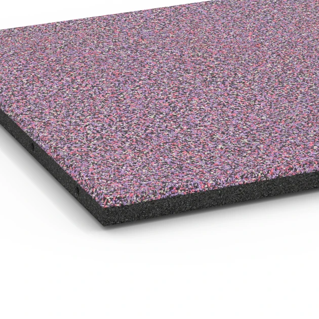 Detailaufnahme der Randausprägung von WARCO-Produkt 6418, Rubberen speelplaatstegel – 90 cm, Format 50 x 50 x 3 cm | 0,25 m², Farbe Lavendel.