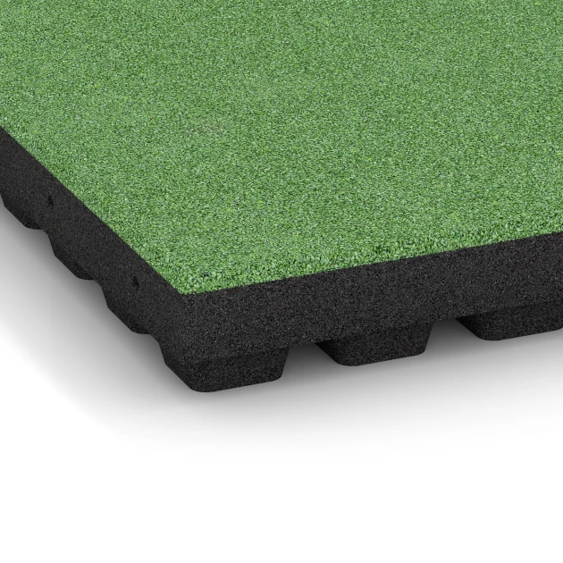 Detailaufnahme der Randausprägung von WARCO-Produkt 6141, Fallschutzplatte – 205 cm, Format 50 x 50 x 7 cm, Farbe Lindgrün.