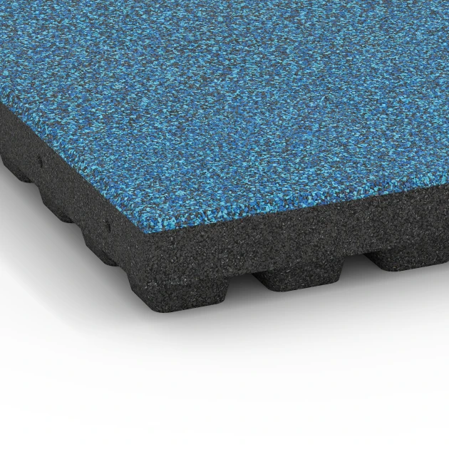 Detailaufnahme der Randausprägung von WARCO-Produkt 6447, Rubberen speelplaatstegel – 210 cm, Format 50 x 50 x 7 cm, Farbe Atlantisch.