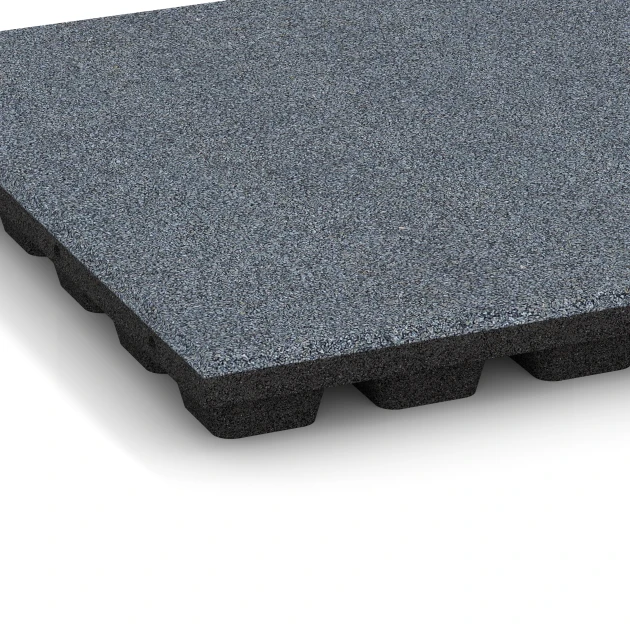 Detailaufnahme der Randausprägung von WARCO-Produkt 6138, Rubberen speelplaatstegel – 170 cm, Format 50 x 50 x 4,8 cm, Farbe Grafietgrijs.