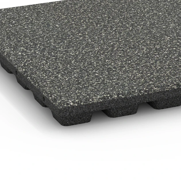 Detailaufnahme der Randausprägung von WARCO-Produkt 6431, Rubberen speelplaatstegel – 160 cm, Format 50 x 50 x 4,8 cm, Farbe Donkergrijs graniet.