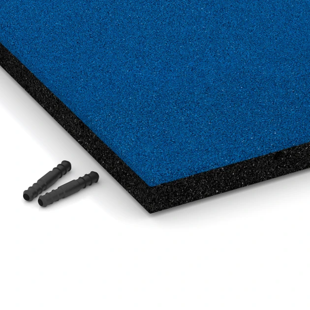 Detailaufnahme der Randausprägung von WARCO-Produkt 6220, Rubberen speelplaatstegels, Format 50 x 50 x 4 cm, Farbe Hemelsblauw.