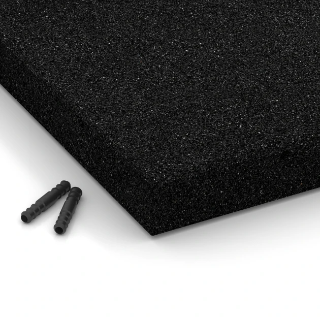 Detailaufnahme der Randausprägung von WARCO-Produkt 6265, Fallschutzplatte – 180 cm, Format 50 x 50 x 6 cm, Farbe Anthrazit.