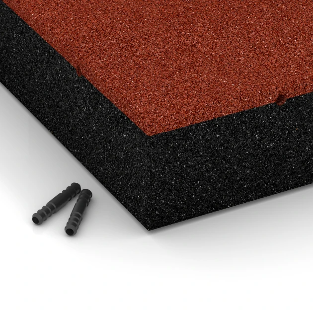 La vue détaillée sur les bords du produit WARCO 6278, Dalle amortissante – 300 cm, au format 50 x 50 x 11 cm, en couleur Rouge brique.