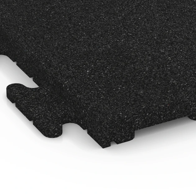 Detailaufnahme der Randausprägung von WARCO-Produkt 6190, Fitnessvloertegel Classic, Format 50 x 50 x 3 cm | 0,25 m², Farbe Antraciet.