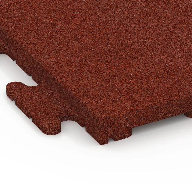 Detailaufnahme der Randausprägung von WARCO-Produkt 6976, Fitnessvloertegel Classic, Format 50 x 50 x 3 cm | 0,25 m², Farbe Baksteenrood.