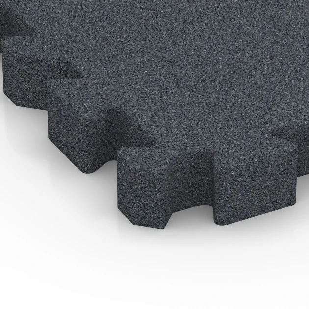 Detailaufnahme der Randausprägung von WARCO-Produkt 6319, Fallschutz-Puzzlematte, Format 50 x 50 x 6 cm | 0,25 m², Farbe Schiefergrau.