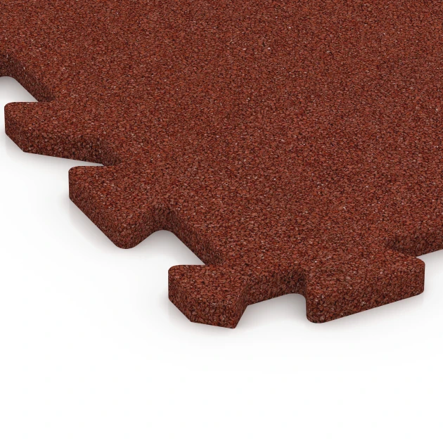 Detailaufnahme der Randausprägung von WARCO-Produkt 6984, Fitnesstegel, Format 50 x 50 x 2 cm | 0,25 m², Farbe Baksteenrood.