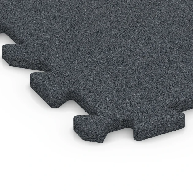 Detailaufnahme der Randausprägung von WARCO-Produkt 6986, Fitness Bodenschutzmatte, Format 50 x 50 x 2 cm | 0,25 m², Farbe Schiefergrau.