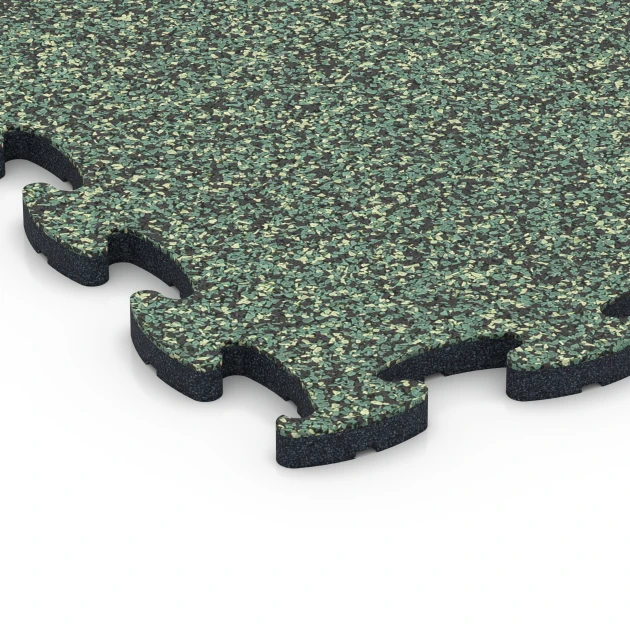 Detailaufnahme der Randausprägung von WARCO-Produkt 6861, Fitness Max vloersysteem, Format 44,6 x 44,6 x 1,8 cm, Farbe Engels gazon.