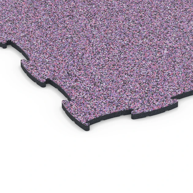 Detailaufnahme der Randausprägung von WARCO-Produkt 6918, Messeboden Klickfliese, Format 44,6 x 44,6 x 1,8 cm, Farbe Lavendel.