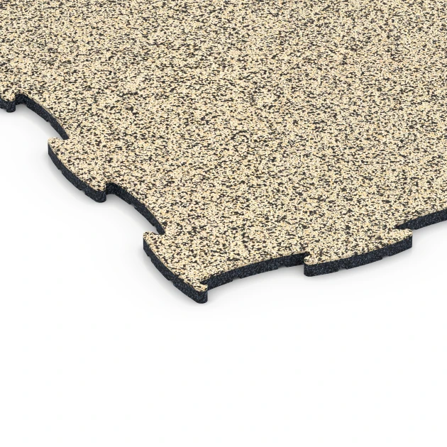 Detailaufnahme der Randausprägung von WARCO-Produkt 6838, Fitness Active Floor System, Format 97,1 x 97,1 × 1,8 cm, Farbe Travertin.