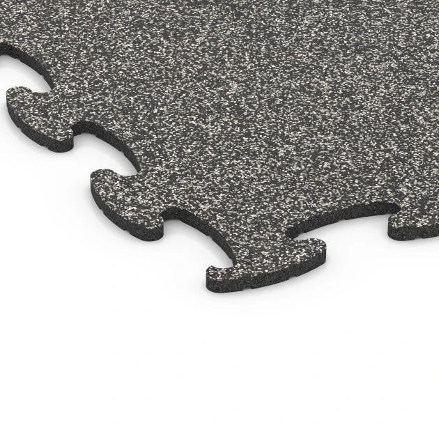 Detailaufnahme der Randausprägung von WARCO-Produkt 6868, Fitness Max Floor System, Format 98 x 98 × 1,8 cm, Farbe Dunkelgrauer Granit.