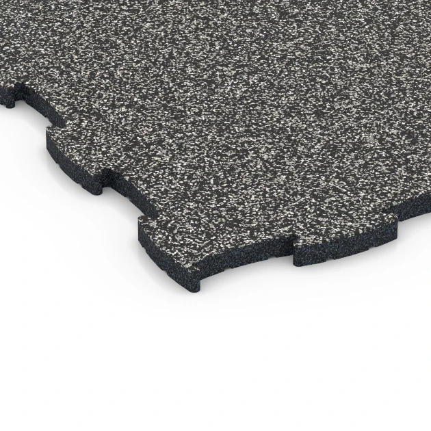 Detailaufnahme der Randausprägung von WARCO-Produkt 6850, Fitness Active vloertegel, Format 97,1 x 97,1 x 2,8 cm, Farbe Donkergrijs graniet.