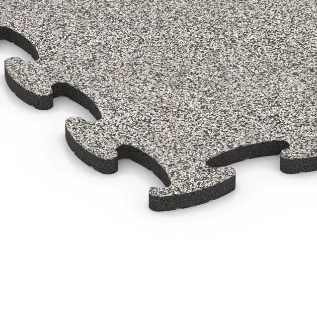 La vue détaillée sur les bords du produit WARCO 6887, Dalle Fitness Max, au format 98 x 98 x 2,8 cm, en couleur Granit gris.