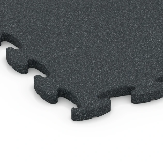 Detailaufnahme der Randausprägung von WARCO-Produkt 6966, Fitness Premium studiovloer, Format 45,9 x 45,9 x 1,8, Farbe Antraciet.