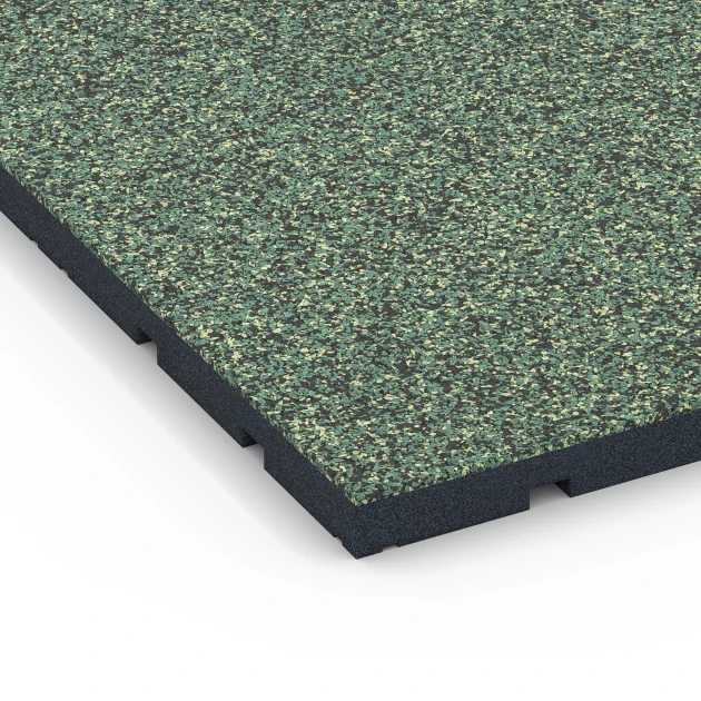 Detailaufnahme der Randausprägung von WARCO-Produkt 7134, Outdoor-Fitnessboden, Format 60 x 60 x 3 cm | 0,36 m², Farbe Englischer Rasen.