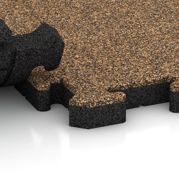 Le gros plan sur le système de connexion des revêtements de sol WARCO 5912 - Dalle événementielle pour extérieur en couleur Rattan. Les dimensions 50 x 50 x 4 cm | 0,25 m².