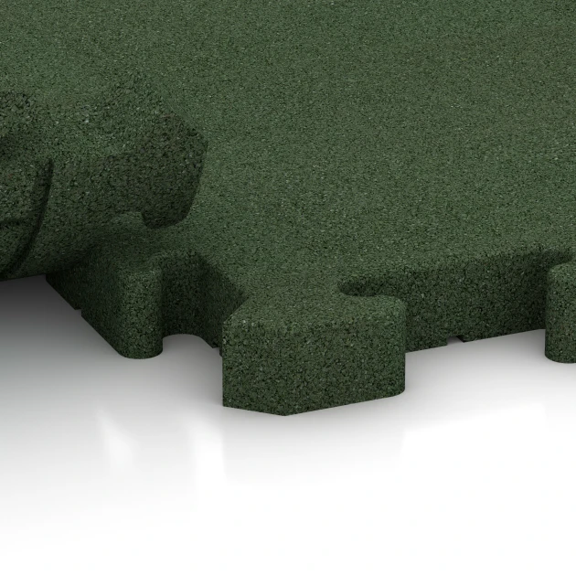 Großaufnahme vom Verbindungssystem von WARCO-Boden 4072 - Hunde-Bodenplatte im Farbdesign Grasgrün. Abmessungen 100 x 100 x 4 cm | 1,00 m².