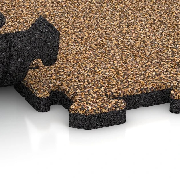 Le gros plan sur le système de connexion des revêtements de sol WARCO 5846 - Dalle événementielle pour extérieur en couleur Rattan. Les dimensions 50 x 50 x 3 cm | 0,25 m².