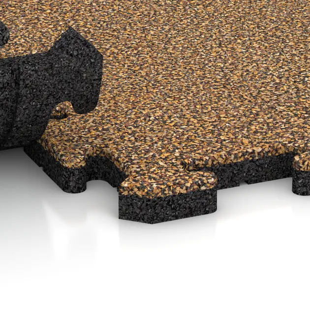 Le gros plan sur le système de connexion des revêtements de sol WARCO 3281 - Dalle polyvalente pour chiens en couleur Maroc. Les dimensions 1000 x 1000 x 30 mm.