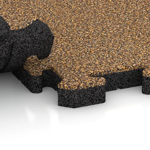 Großaufnahme vom Verbindungssystem von WARCO-Boden 4937 - Randtegel im Farbdesign Rattan Lounge. Abmessungen 500 x 235 x 40 mm.