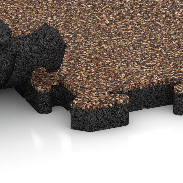 Großaufnahme vom Verbindungssystem von WARCO-Boden 5103 - Randtegel im Farbdesign Schors & Bast. Abmessungen 1000 x 485 x 40 mm.