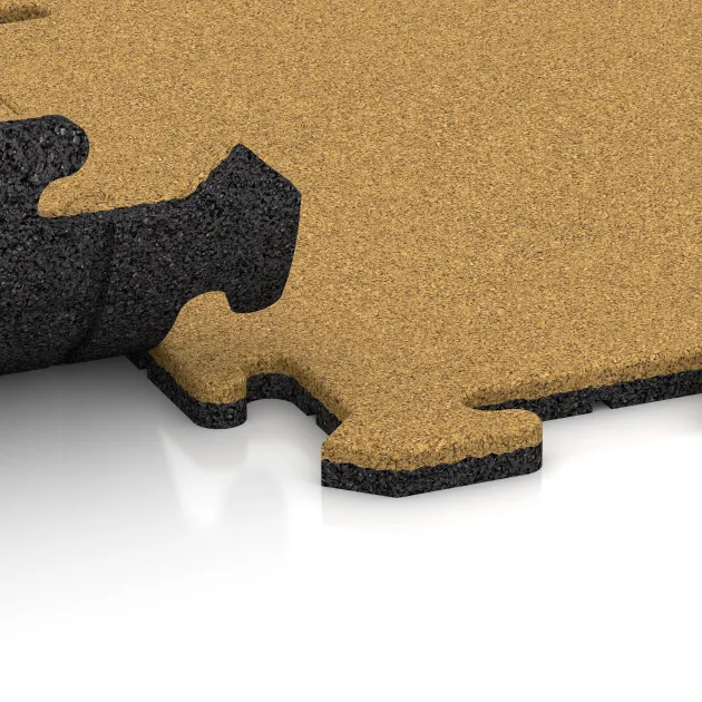 Le gros plan sur le système de connexion des revêtements de sol WARCO 6206 - Dalle clipsable de terrasse en couleur Jaune Citron. Les dimensions 500 x 500 x 18 mm.