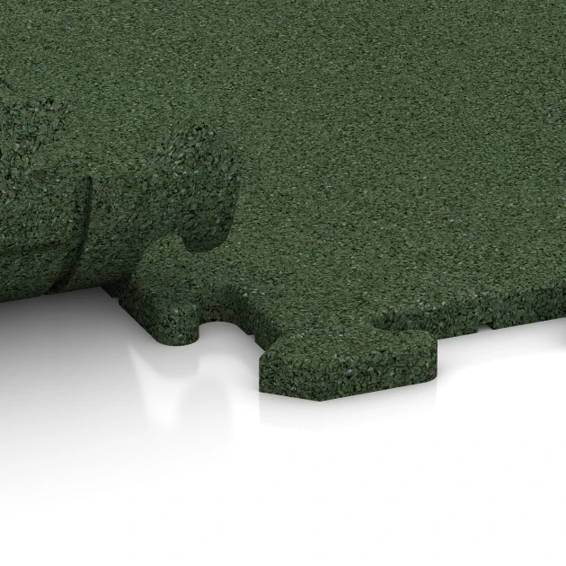 Großaufnahme vom Verbindungssystem von WARCO-Boden 4245 - Sportvloerplaat 1,8 cm im Farbdesign Grasgroen. Abmessungen 100 x 100 x 1,8 cm | 1,00 m².