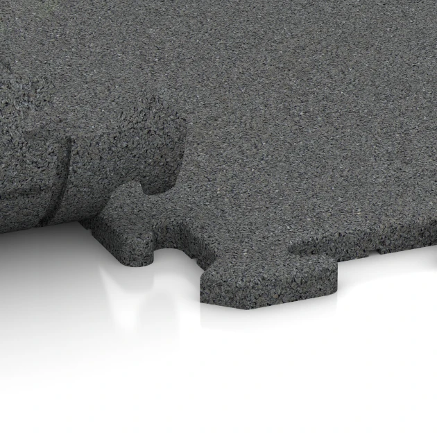 Le gros plan sur le système de connexion des revêtements de sol WARCO 4246 - Dalle sportive 1,8 cm en couleur Gris ardoise. Les dimensions 100 x 100 x 1,8 cm | 1,00 m².