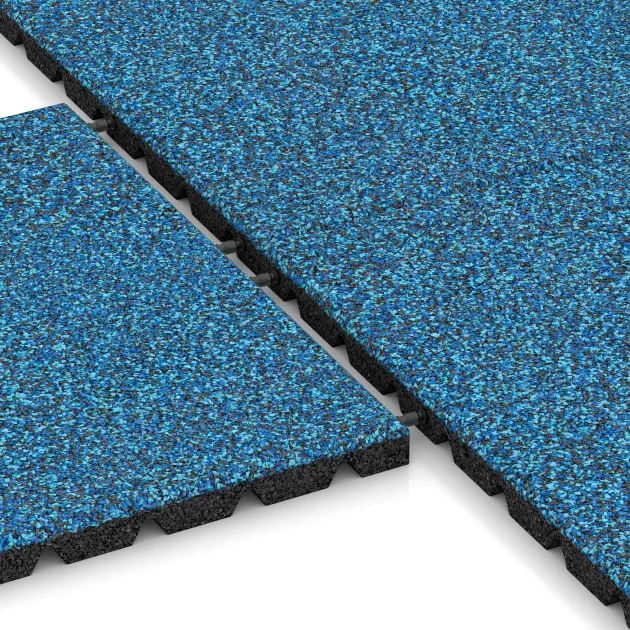 Großaufnahme vom Verbindungssystem von WARCO-Boden 5486 - Terrastegel 3 cm im Farbdesign Atlantisch. Abmessungen 500 x 500 x 30 mm.