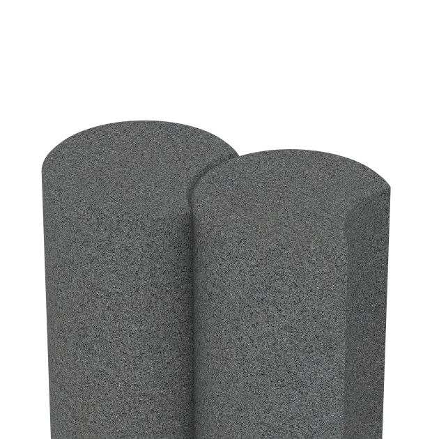 Le gros plan sur le système de connexion des revêtements de sol WARCO 2553 - Palissade en caoutchouc en couleur Gris ardoise. Les dimensions ø 250 x 400 mm.