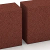 Großaufnahme vom Verbindungssystem von WARCO-Boden 7029 - Rubberen bloktrede van rubbergranulaat im Farbdesign Baksteenrood. Abmessungen 100 x 30 x 15 cm.