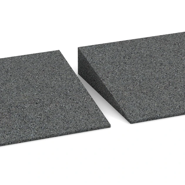 Großaufnahme vom Verbindungssystem von WARCO-Boden 2241 - Drempelhulp 50 × 4,3 cm im Farbdesign Leisteengrijs. Abmessungen 500 x 200 x 43/8 mm.