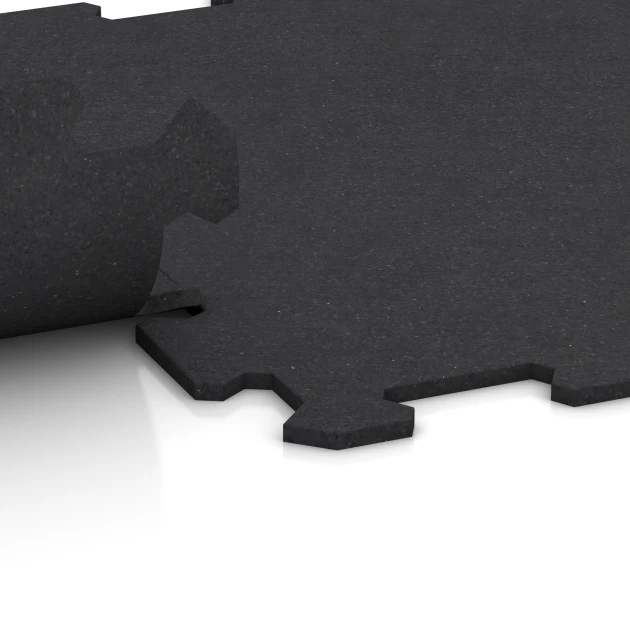 Le gros plan sur le système de connexion des revêtements de sol WARCO 0927 - Sol de Fitness Compact en couleur Antracite mat. Les dimensions 485 x 485 x 8 mm | 0,235 m².