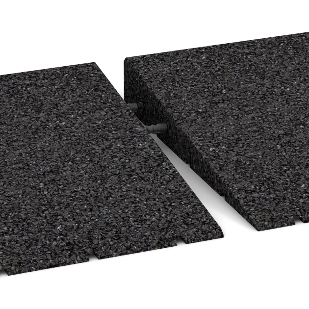 Großaufnahme vom Verbindungssystem von WARCO-Boden 2508 - Drempelhulp 75 cm im Farbdesign Antraciet. Abmessungen 75 x 30 cm | 8 < 50 mm.