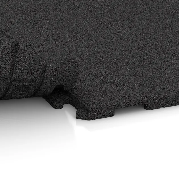 Le gros plan sur le système de connexion des revêtements de sol WARCO 5959 - Revêtement de sol événementiel en couleur Anthracite. Les dimensions 1000 x 1000 x 30 mm.