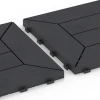 Großaufnahme vom Verbindungssystem von WARCO-Boden 6346 - Kassettenmuster – Klickfliese im Farbdesign Schiefer. Abmessungen 30 x 30 x 2 cm.