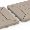 Großaufnahme vom Verbindungssystem von WARCO-Boden 6350 - Cassettepatroon – Vlondertegel im Farbdesign Vanille. Abmessungen 30 x 30 x 2 cm.