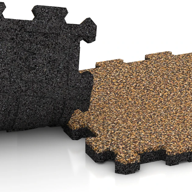 Großaufnahme vom Verbindungssystem von WARCO-Boden 5749 - Messeboden-Klickfliese im Farbdesign Rattan Lounge. Abmessungen 30,6 x 30,6 x 2 cm | 0,094 m².